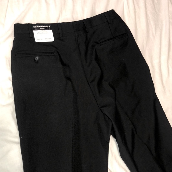 NEW Wall Street men’s 36 x36 poly wool Black Dress Pants Double Pleat Cuffed NWT - Picture 2 of 8